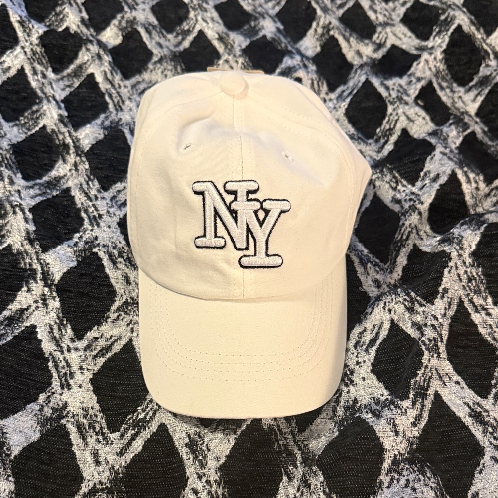 NY Embroidered White Cap